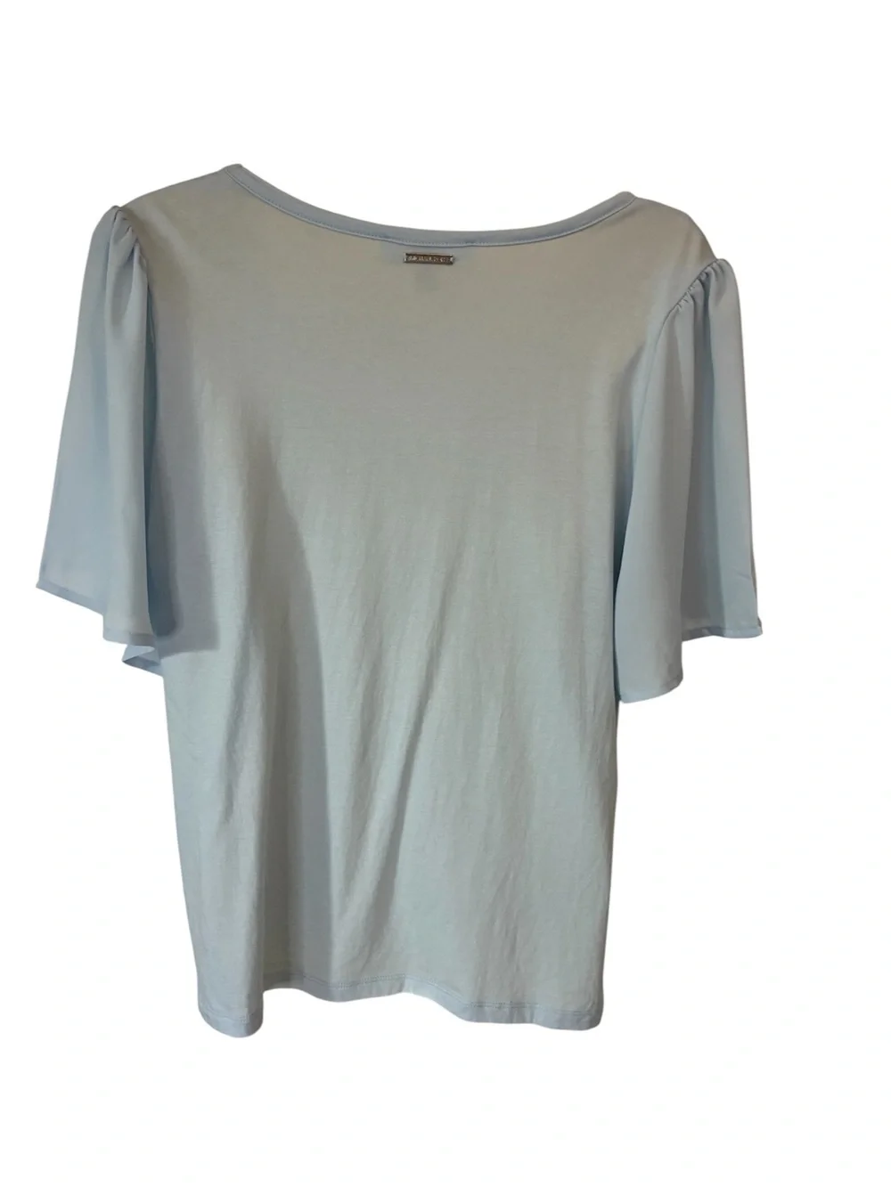 Michael Kors V-Neck Tee Shirt Blouse Beach Coastal Cottagecore Light Blue Large